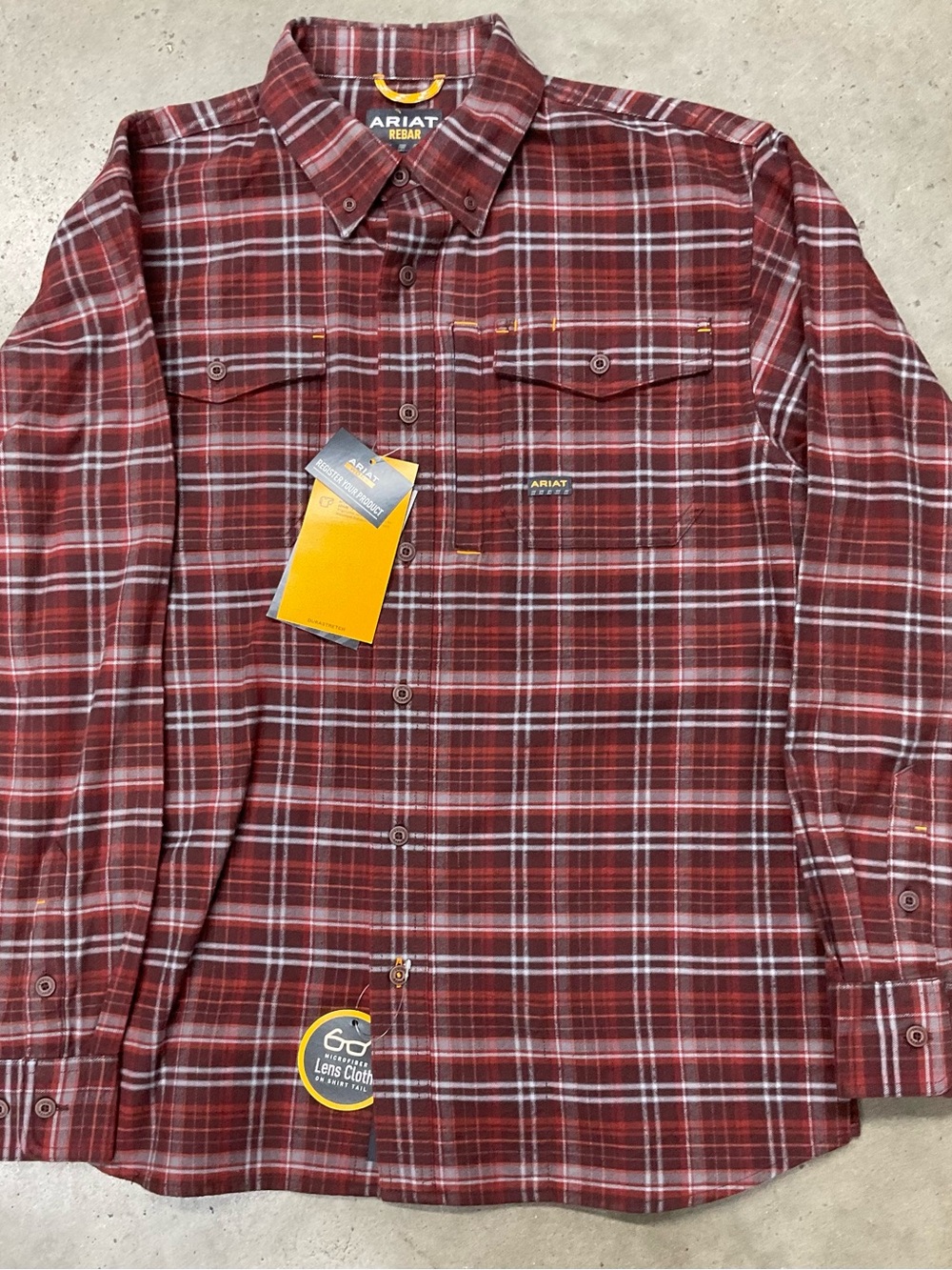 Ariat Men's Burgundy Plaid Button-Down Work Shirt